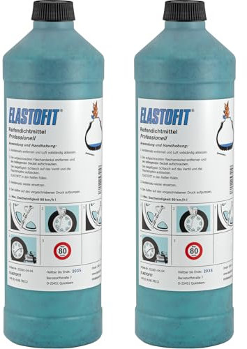 ELASTOFIT Professionell Reifendichtmittel 2X 1000 ml Flasche Ventilausdreher Handschuhe