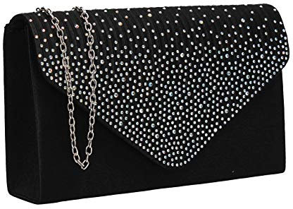 SwankySwans Damen Clutch Abby mit Strasssteinen, Umschlag-Stil, Schwarz (Black), Einheitsgröße