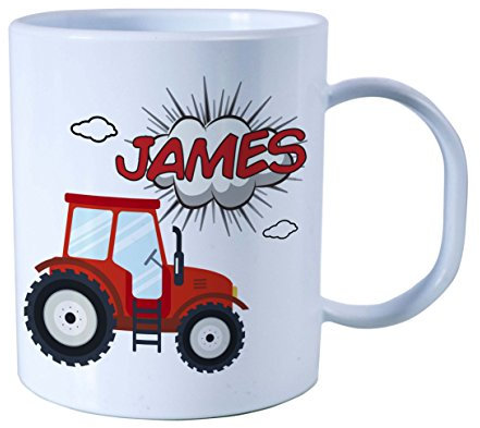 Personalised Plastic Unbreakable Kids Cup, Toddler Cup NEW Tractor Theme for Boys