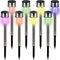 Deuba® Solarlampe für Außen 8er Set LED Wetterfest IP44 Dämmerungssensor Erdspieß Farbwechsel Bunt Edelstahl Solar Garten Leuchte Balkon Deko