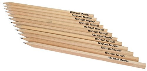 Natur-Bleistifte mit Namenseindruck auf jedem Stift, 12 Stück