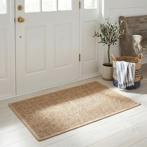 SAFAVIEH Naturfaser Teppich für Wohnzimmer, Esszimmer, Schlafzimmer - Natural Fiber Collection, Kurzer Flor, Natur und Beige, 61 X 91 cm