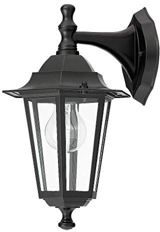 rabalux Außenwandleuchte Velence Abwärts Schwarz Metall Glas IP43 E27, R8202