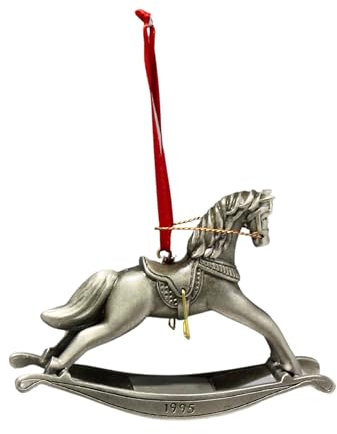 qx6167 Schaukelpferd Anniversary Edition Zinn 1995 Hallmark Andenken Ornament