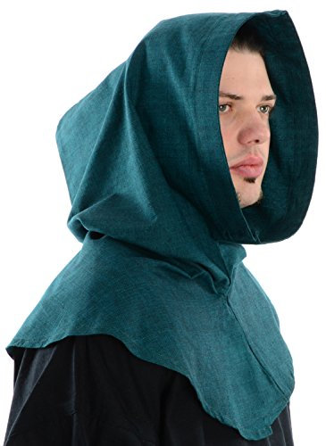 HEMAD Mittelalter Kapuze 100% Baumwolle Einfarbig Modell: Elegast, Grün