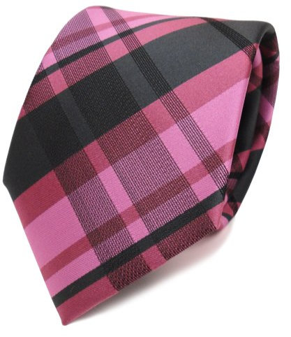 TigerTie Designer Seidenkrawatte in rosa altrosa rosé anthrazit kariert