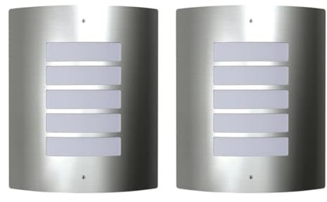 vidaXL Outdoor Waterproof Wall Lights - Set of 2 - Stainless Steel E27 Halogen Patio/Garden sconces IP44-60W Compatible