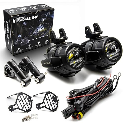 Smartbomb KIT FARETTI AUSILIARI MOTO Omologazione stradale EUROPEA certificato TÜV 100% 40W LED ANTINEBBIA 3000LM IP67+FISSAGGIO TUBOLARE 22-26MM+CABLAGGIO