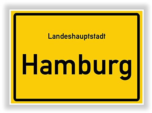 Druck-Geschenk Ortsschild - HAMBURG - Hauptstadt - Landeshauptstadt - Ortseingangsschild Deko Bild - Kunstdruck Poster