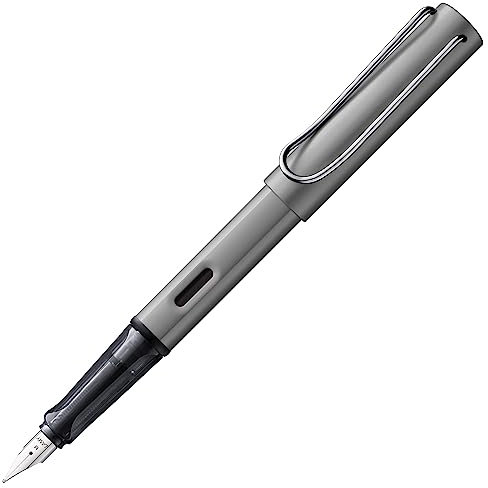 Lamy AL-star graphite Füller – Füllhalter mit ergonomischem Griff & polierter Stahlfeder in Strichbreite EF – leichtes Aluminiumgehäuse – inkl. Tintenpatrone T 10 blau – Rechtshänder