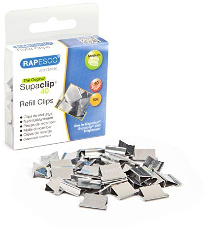 Rapesco RC4050SS Supaclip 40 Edelstahl-Nachfüllklammern, 50 Stück