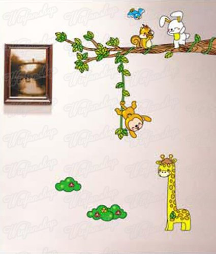 Great Tattoos Wandaufkleber Wandtattoo Wandsticker Giraffe & AFFE Kind Kinderzimmer WAG-027