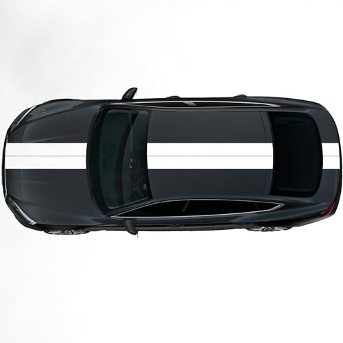 Kiwistar - Autoaufkleber Rallye Streifen - 2 Sticker 20 x 400 cm - weiß glänzend - selbstklebend - Viperstreifen für Auto, Motorhaube, Karosserie - Tuning Aufkleber Racing Deko
