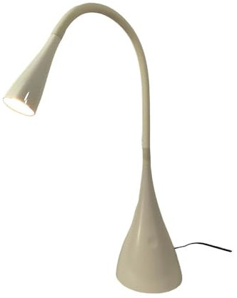 LED-Tisch-Schreibtisch-Leuchte-Lampe JONAS Kunsstoff weiß, H:. 53cm, Fuß D:11,5cm, Kopf D: 4cm, inkl. eingebaute LEDS 3,5W, 4-Stufen-Touch-Dimmer, Nachttisch-Schüler-Büro-Leuchte-Lampe