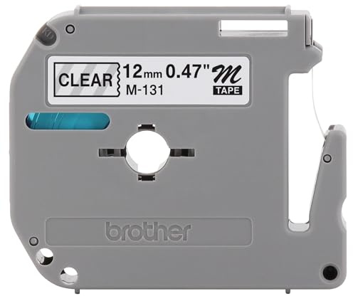 Brother Genuine P-Touch M-131 Tape, 1/2 (0.47) Standard P-Touch Tape, Black on Clear, for Indoor Use, Water Resistant, 26.2 Feet (8M), Single-Pack