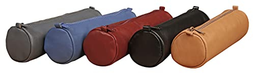Clairefontaine 77015C - Age Bag Collection - One Round Genuine Lambskin Pencil Case - Size: 21 cm x 6 cm Diameter - Random Colour - Manufactured in France