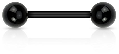 PunkJewelry Piercing Piercing Langue Barbell Bioflex Uni Bioflex (Flexible Plastique) - Noir