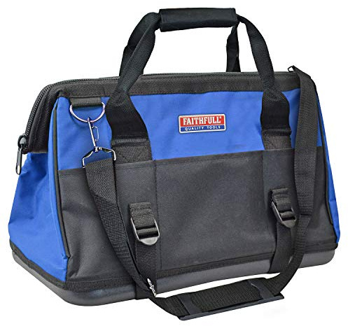 Faithfull Multi Colour Hard Base Tool Bag 40cm (16in) Wide Top Opening Heavy Duty Polyester