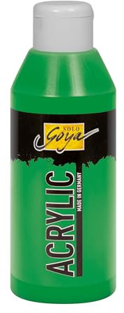 KREUL 84233 - Solo Goya Acrylic permanentgrün, 250 ml Flasche, cremige vielseitig einsetzbare Acrylfarbe in Studienqualität, auf Wasserbasis, schnell und matt trocknend, gut deckend, wasserfest