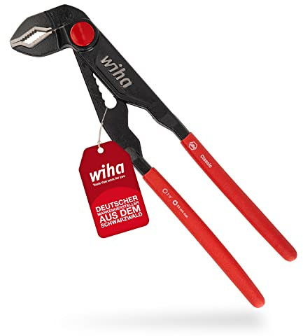 Wiha Wasserpumpenzange mit Druckknopf Classic (27384) I Wapu Zange 300 mm I durchgestrecktes Gelenk mit doppelter Führung für höchste Stabilität