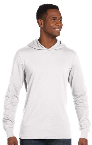 Canvas Unisex 4.2 oz. Long-Sleeve Jersey Hoodie, White X-Large