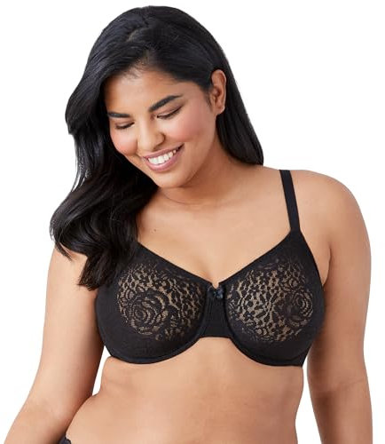Wacoal Women's Halo Underwire Bra Black Black 32F