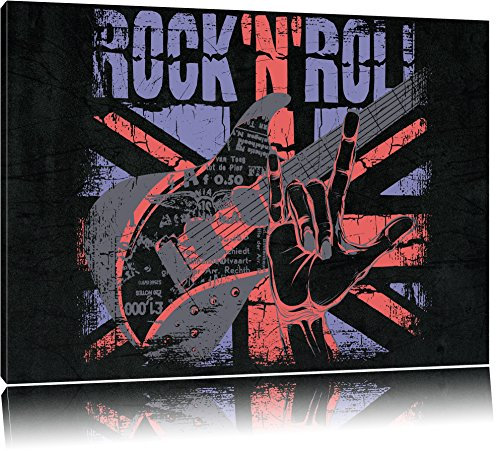 Pixxprint Rock n Roll Black, Größe: 100x70cm, Leinwandbild, fertig gespannt, Wandbild, Dekoration, Kunstdruck, kein Poster