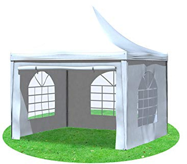 Stabilezelte Gartenpavillon 3x3m mit Seitenteilen Arabica Pagodenzelt PVC Weiss