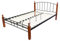 Homestyle4u 547, Metallbett 140x200 cm Bett mit Lattenrost Bettgestell Metall Schwarz Holz Braun Schlafzimmer