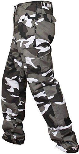 Combat Trousers - Cargo Trousers - Camouflage Trousers - Sizes 30-40 (34W x Regular (32.5), Grey/Black/White (Urban))