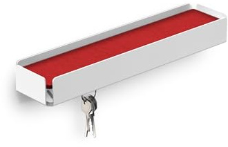 Konstantin Slawinski KEY-BOX Schlüsselbrett mit Ablage, Weiß/Filz rot | Hakenleiste für den Flur, Schmuckorganizer für Bad oder Schlafzimmer, auch für Küche oder Balkon, Made in Germany