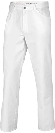 BP 1643-686-21-Sl Unisex-Hose, Jeans-Stil mit verstellbarem Gummizug hinten, 230,00 g/m² Stoffmischung mit Stretch, weiß, Sl