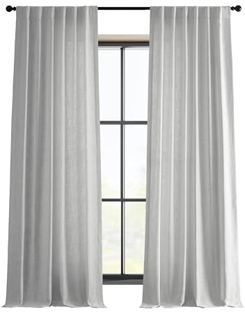 HPD Half Price Drapes Heavy Faux Linen Light Filtering Curtains for Bedroom 108 Inches Long (1 Panel) - Rod Pocket Curtains for Living Room - Window Curtains Home Decor - 50 X 108, Rice White