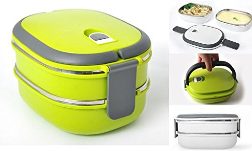 Cestino da pranzo, termico, in acciaio inossidabile, contenitore per la merenda, contenitore termico, recipiente per le vivande. Modello: TM 150 verde