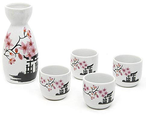 Japanisches Sake-Set, Porzellan, Weiß