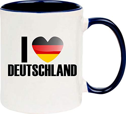 Shirtinstyle Kaffeepott, Kaffeetasse, Tasse, I Love Deutschland, Farbe blau