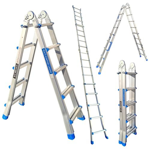 WORHAN Teleskopleiter 530cm Leiter Anlegeleiter Klappleiter Multifunktionsleiter Größenauswah L5