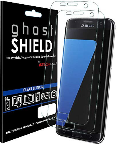 TECHGEAR [2 Stück Displayschutz Kompatibel mit Samsung Galaxy S7 Edge - [ghostshield] Genuine verstärkte TPU Displayschutzfolie Guard mit Gesamte Bildschirm Deckung inkl. Gebogener Bereich