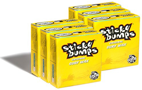 Sticky Bumps Original tropical surf wax- 6 Pack | Long-Lasting Surfboard Wax | Great Bump Building for Surfing | Non-Toxic, Nature-Safe | For Surfboard surf wax. For Temps 75°F / 28°C and above.