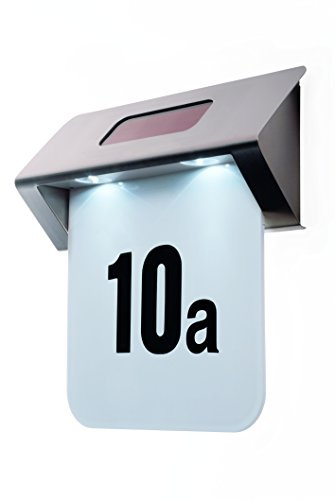 Lifetime-Home - Numero civico con illuminazione a 2 LED ad energia solare in acciaio inox