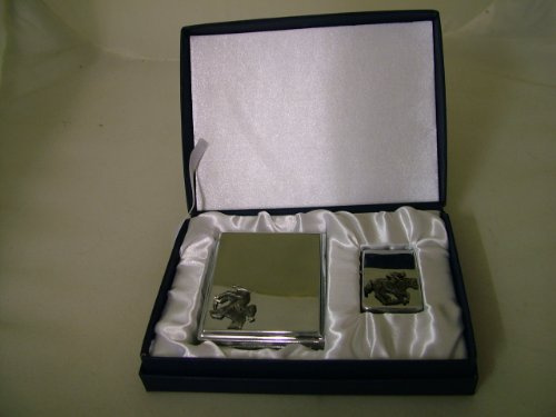 Cigarette case and lighter with horse badge