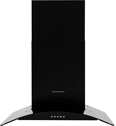 Russell Hobbs RHGCH901B 90cm Wide 5 Function LED Light Cooker Hood Black Glass & Black Stainless Steel