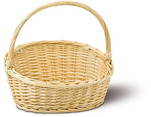 Adam Schmidt Geschenkkorb oval/schräg, weiß/Natur, T 40cm x B 48cm x H 15/45cm