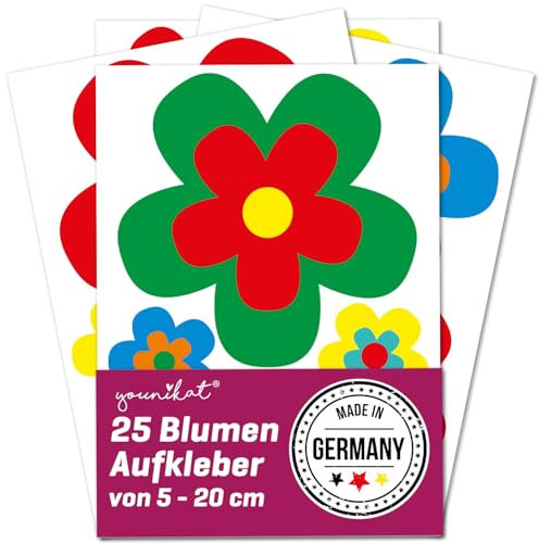 Aufkleber-Set retro Blumen I kfz209 I Blümchen bunt I Flower-Power Sticker für Küche Bad Kinder-Zimmer Wohnmobil Roller PKW I wetterfest