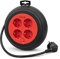 Garza Power - Enrollacables de 3 Metros con 4 Tomas, color Rojo Y Negro