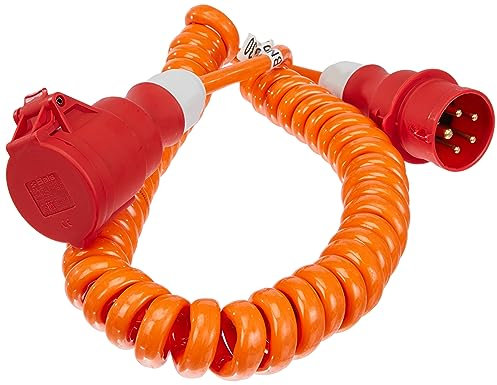 as - Schwabe Starkstrom Verlängerungskabel - dehnbar von 1 bis 5 m - CEE Spiralkabel - 400V, 16A, 5-polig - Robuste Baustellen-Spiralleitung - CEE Verlängerungskabel - IP44 - Made in Germany, 70419