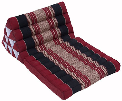 GURU SHOP Thaikissen, Dreieckskissen, Kapok, Tagesbett mit 1 Auflage - Rot/schwarz, 30x50x75 cm