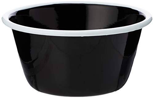 Genware 59512 Enamel Round Deep Pie Dish, 12 cm, Black/White