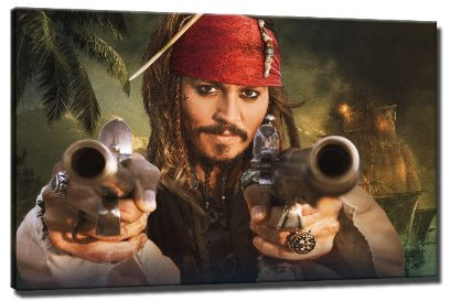 Fluch der Karibik Bild auf Leinwand - 60 x 40 cm - Fertig gerahmte Kunstdruck Bilder als Wandbild - Billiger als Ölbild Gemälde - KEIN Poster oder Plakat