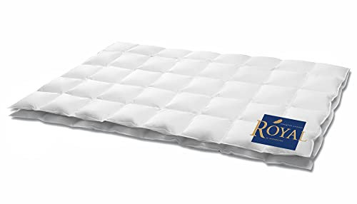 HANSKRUCHEN® Royal Daunendecke 200x220 cm - Extra leicht / Sommer - Made in Germany Kassettendecke aus 100% Gänsedaunen - Allergiker geeignet